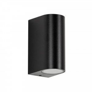 Flash wandlamp zwart aluminium, up- en downlighter met slank design voor moderne buitenverlichting.