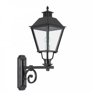 wandlantaarn Harderwijk in klassieke stijl met ronde wandsteun en vierkanten kap wandlantaarn Harderwijk in klassieke stijl met ronde wandsteun en vierkanten kap