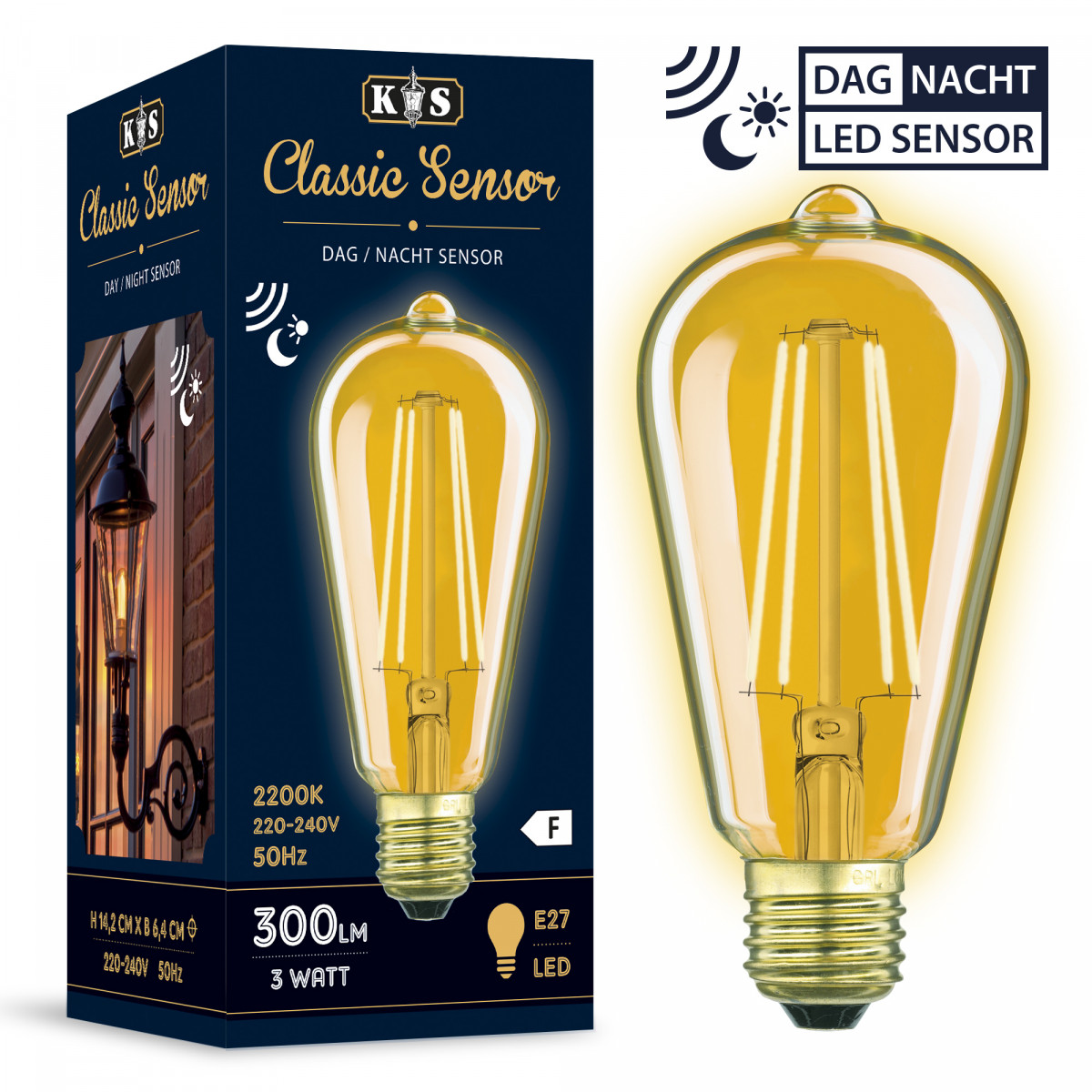 Classic Sensor LED 3W dag/nacht