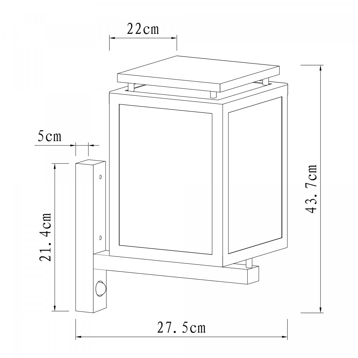 buitenlamp met bewegingssensor, strak klassieke buitenverlichting type De Vecht, originele KS kwaliteitsverlichting, gevelverlichting in een mat zwarte uitvoering, stijlvolle eigentijdse lantaarn voor buiten van KS Verlichting