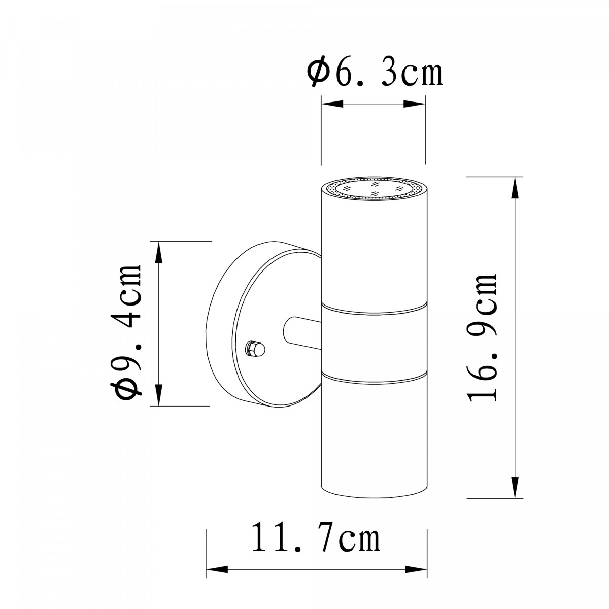 Wandspot up & down zink