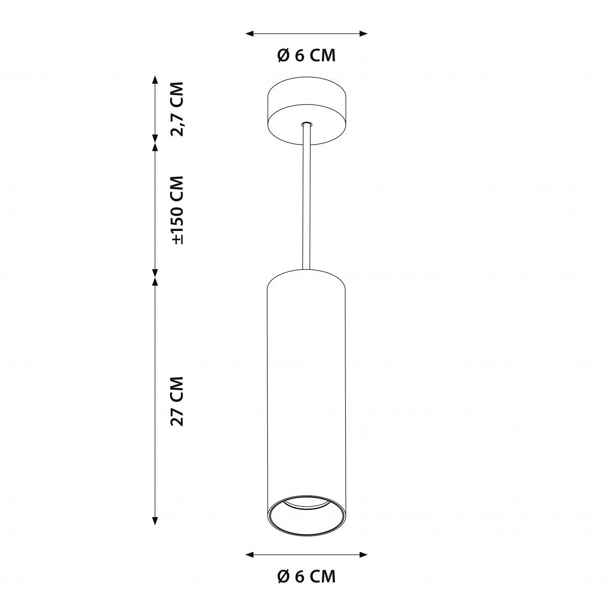 Cylin Hangspot Matzwart Ø6cm