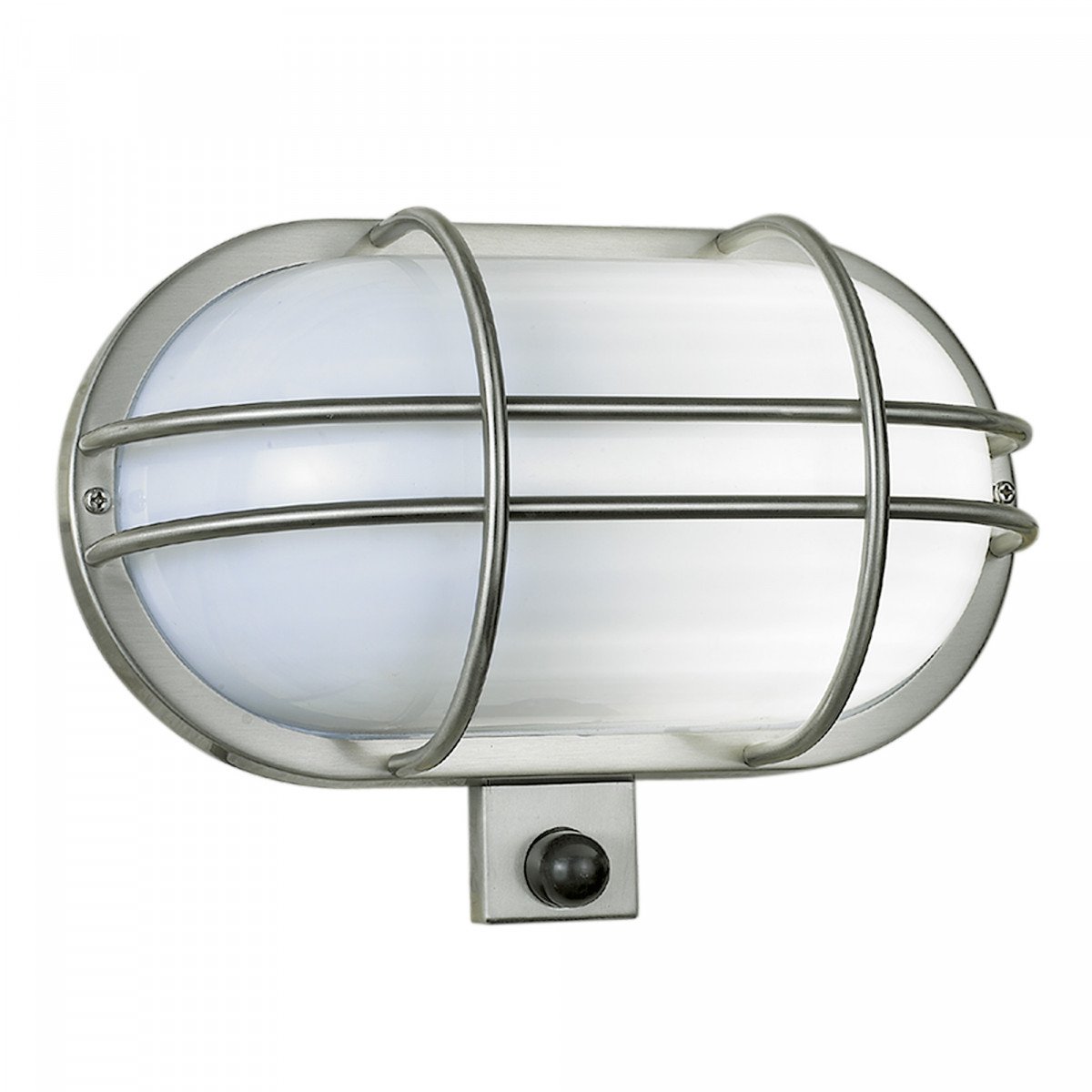 Sonn wandlamp RVS met sensor, buitenarmatuur met E27 fitting, matte beglazing en geïntegreerde bewegingsmelder.
