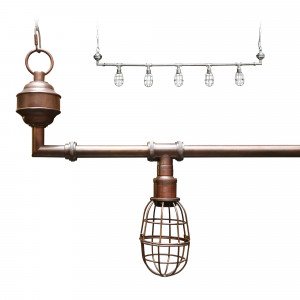 Industriële hanglamp Sandford antique dark brass 5-lights | Nostalux.nl