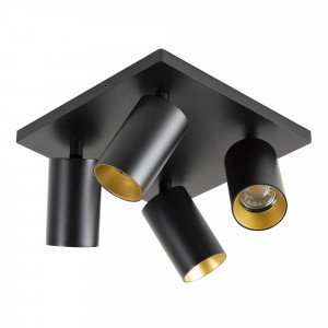 Mila 4 zwart opbouwspot / goud Mila 4 zwart opbouwspot / goud