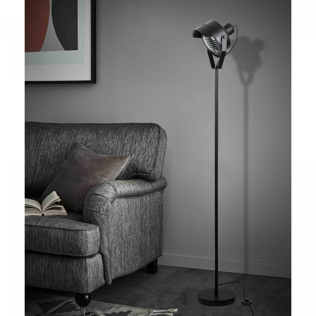 binnenverlichting stage vloerlamp grijs aluminium industriële staande lamp
