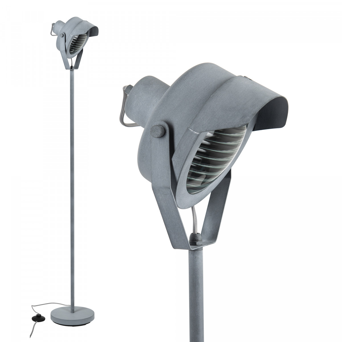 binnenverlichting stage vloerlamp grijs aluminium industriële staande lamp