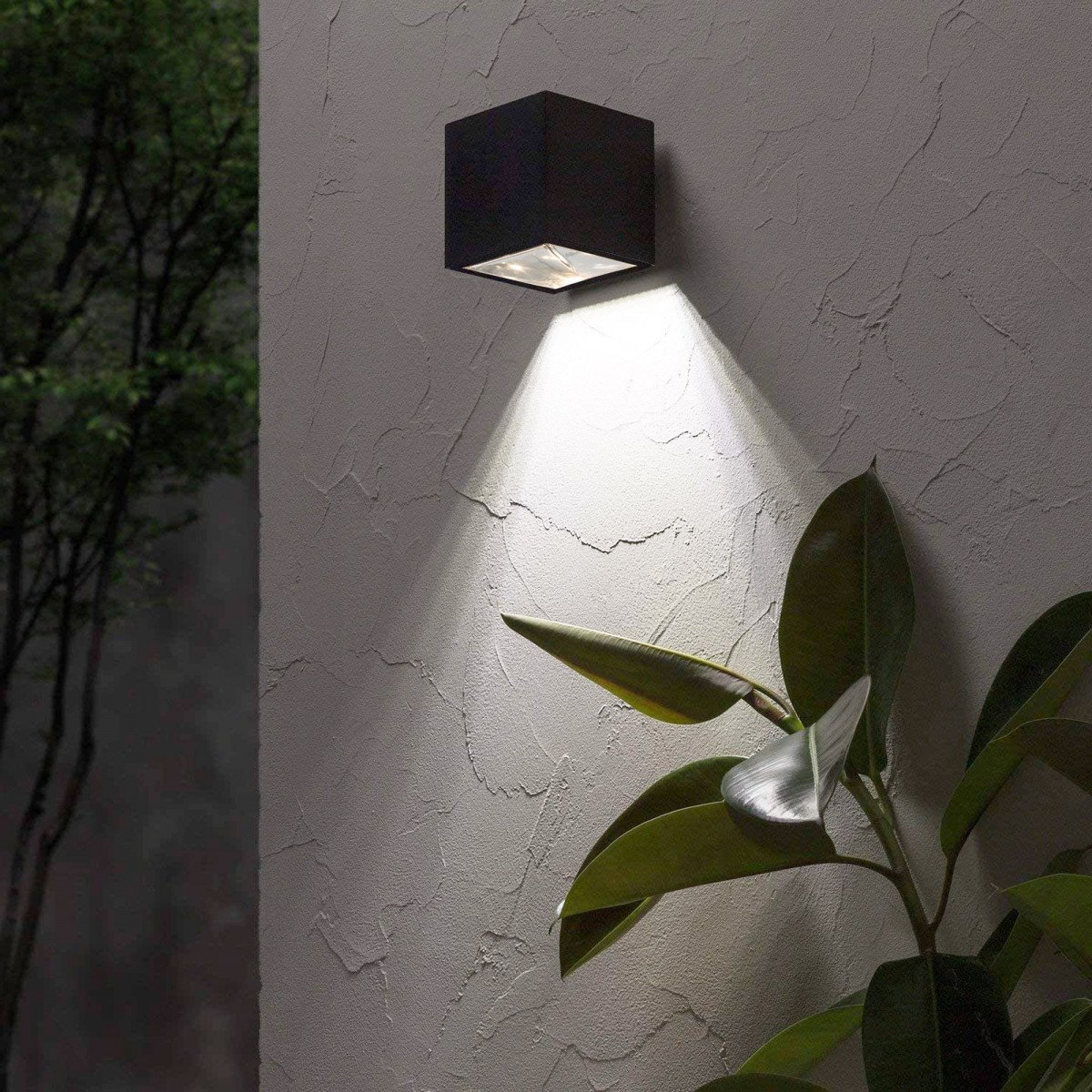 LED Solar Cube wandlamp zwart vierkant