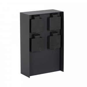 Buitenstopcontact Charge 4 met vier kleppen, matzwart RVS, geschikt voor tuinmontage Buitenstopcontact Charge 4 met vier kleppen, matzwart RVS, geschikt voor tuinmontage