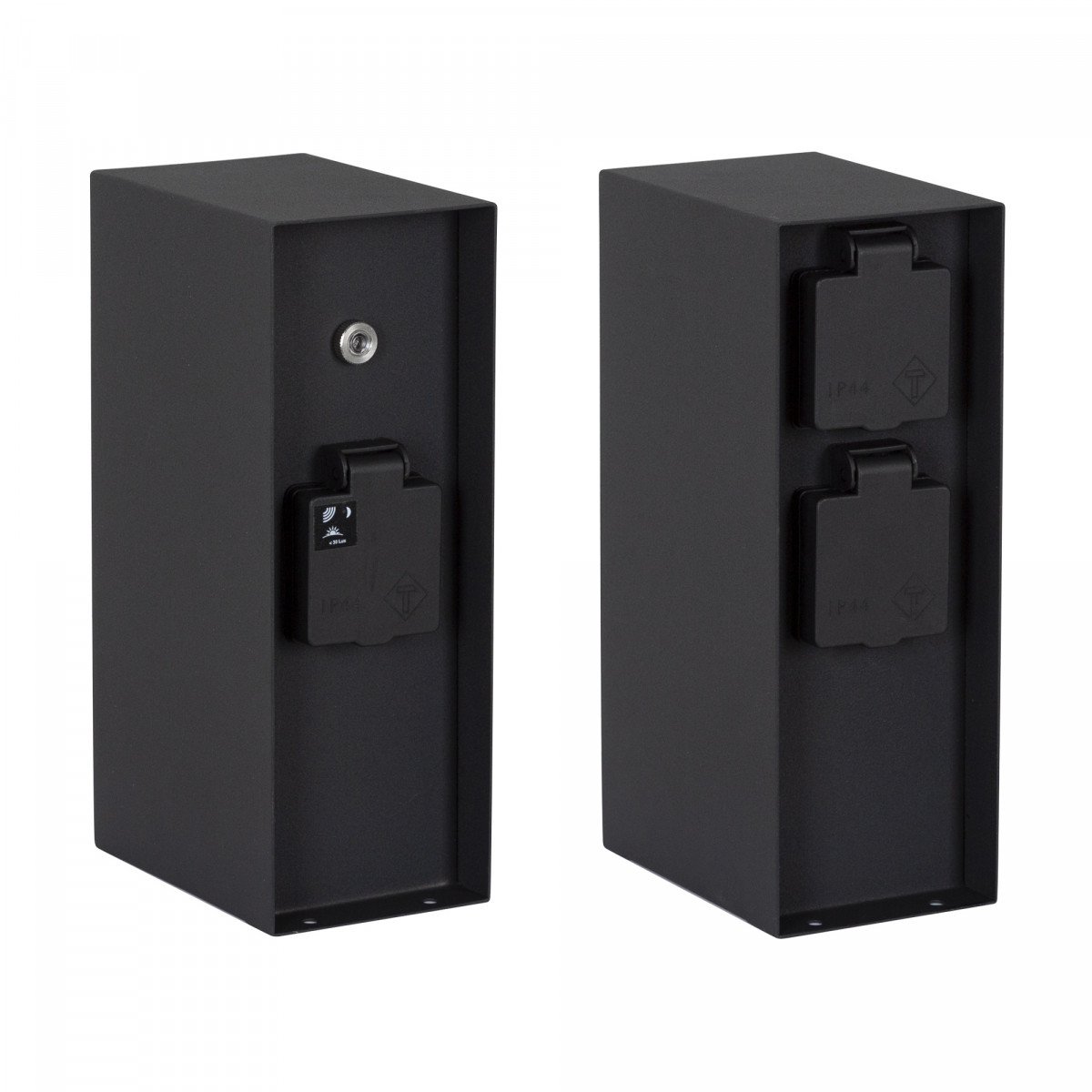Buitenstopcontact Charge Zwart tuinstopcontact met schemersensor 