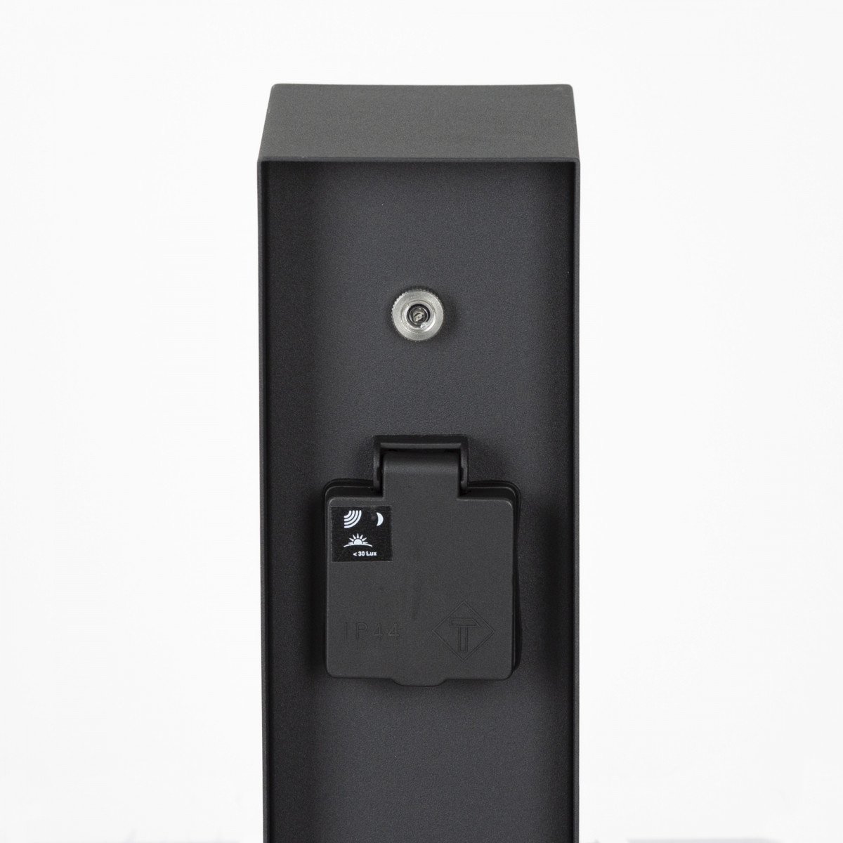 Buitenstopcontact Charge Zwart tuinstopcontact met schemersensor 