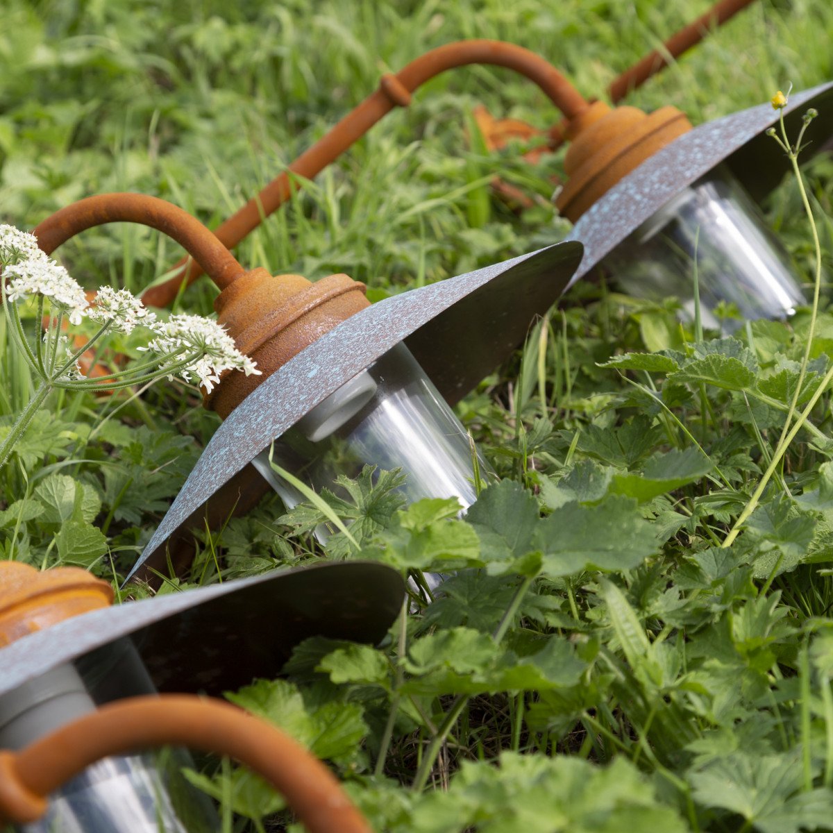 Stallamp Ardennes Roest gietijzer koper landelijke buitenverlichting, franse stallamp van KS Verlichting