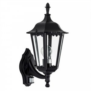Muurlamp Ancona staand met sensor Zwart Muurlamp Ancona staand met sensor Zwart