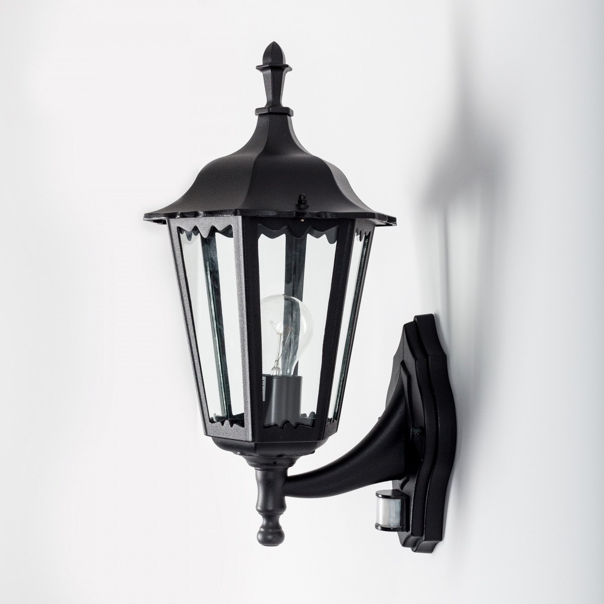 Muurlamp Ancona staand met sensor Zwart