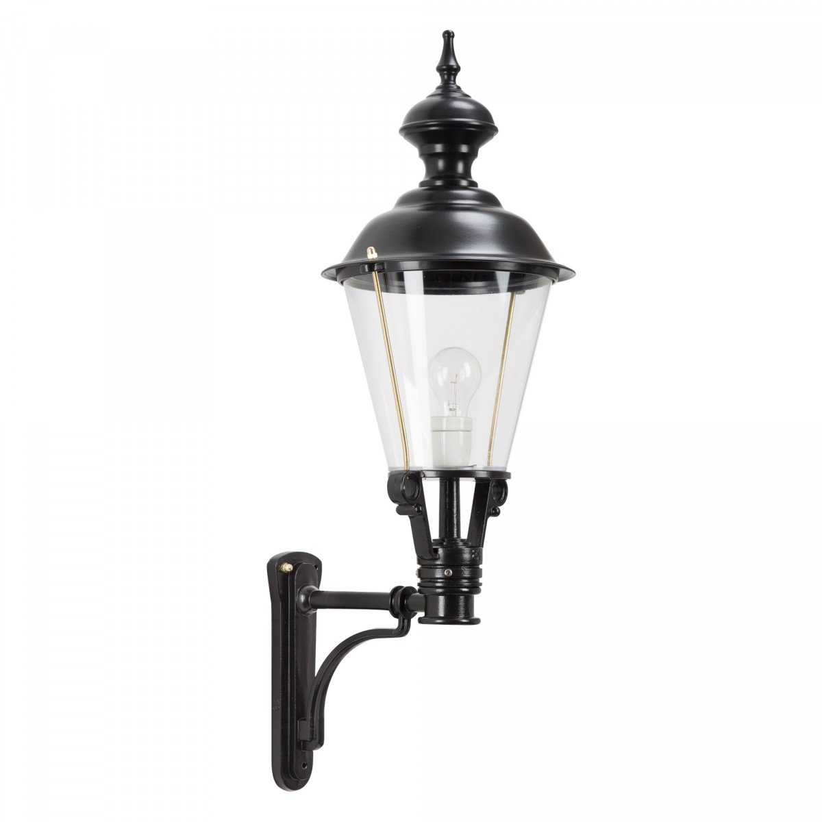 Klassieke muurlamp Soest L met zwarte deksel en rechte wandarm