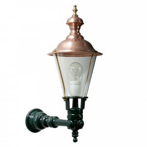 Muurlamp Spakenburg M met koperen deksel en helder kunststof venster Muurlamp Spakenburg M met koperen deksel en helder kunststof venster