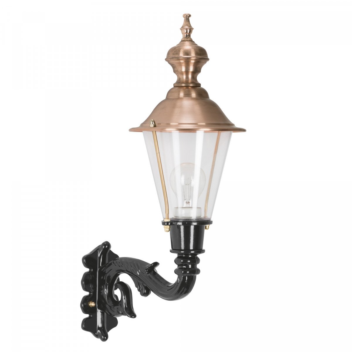 klassieke buitenverlichting buitenlamp hoorn van KS Verlichting. Klassiek gevelarmatuur met koper deksel