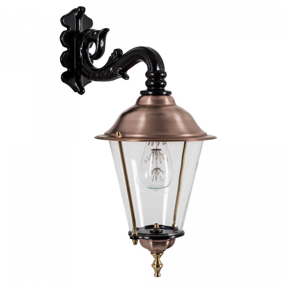 1221 Buitenlamp Schardam Hang M – Klassieke wandlamp hangend met koperen details 