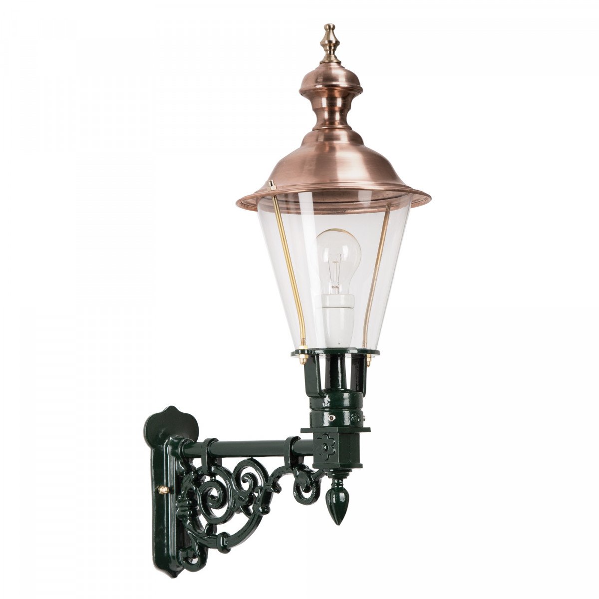 1222 Buitenlamp Durgerdam M – Klassieke wandlamp met historische wandarm en koperen details 