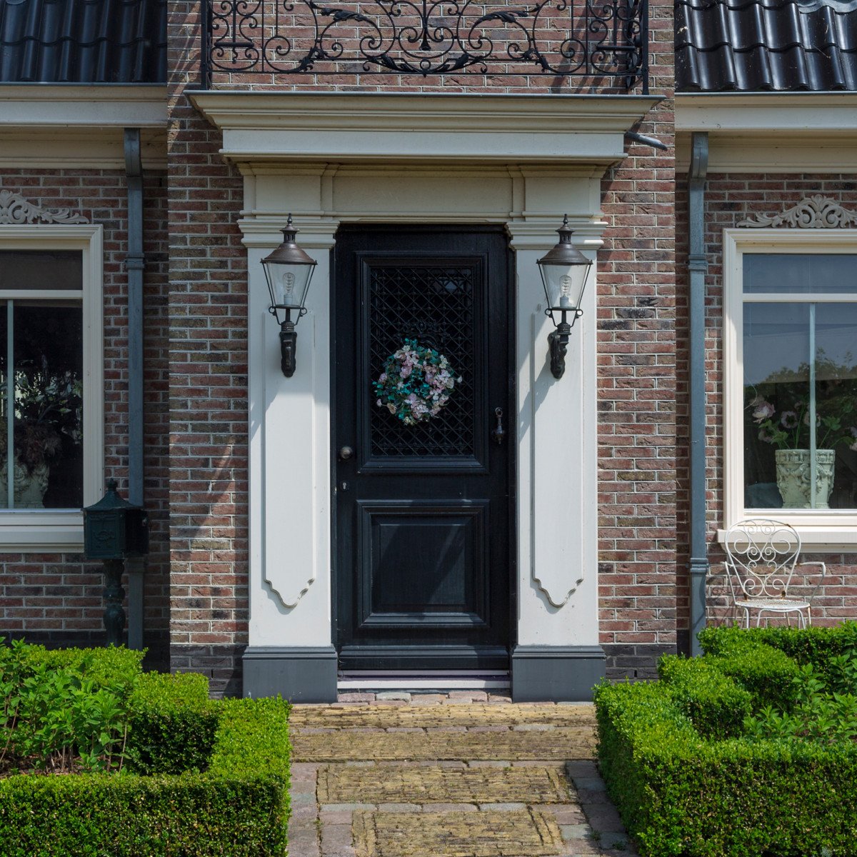 Muurlamp Scheveningen L van brons met koperen deksel