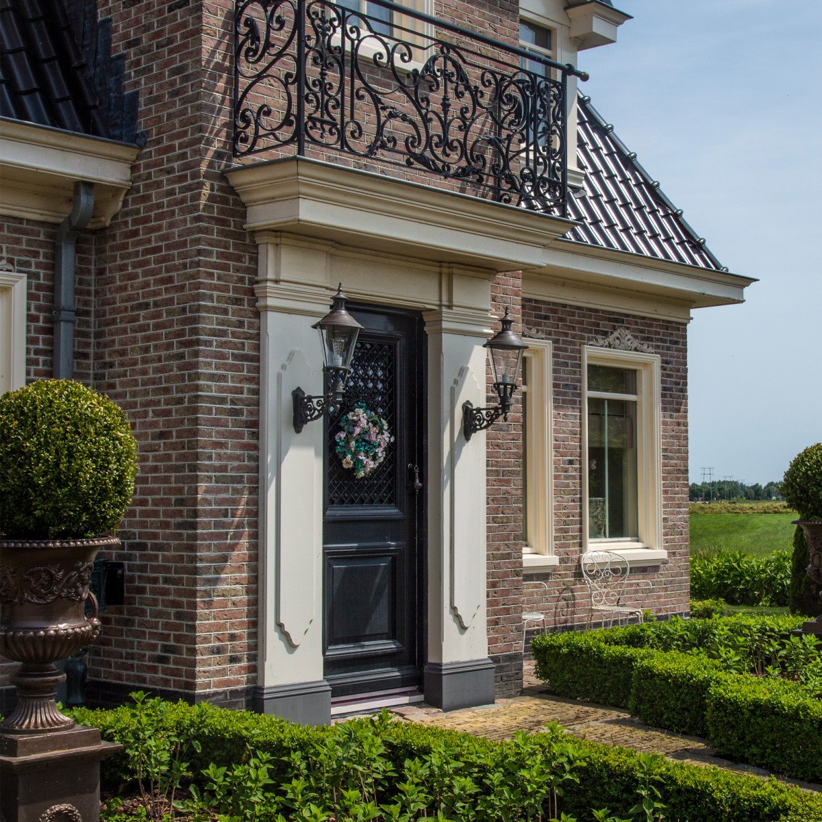 Muurlamp Scheveningen L van brons met koperen deksel