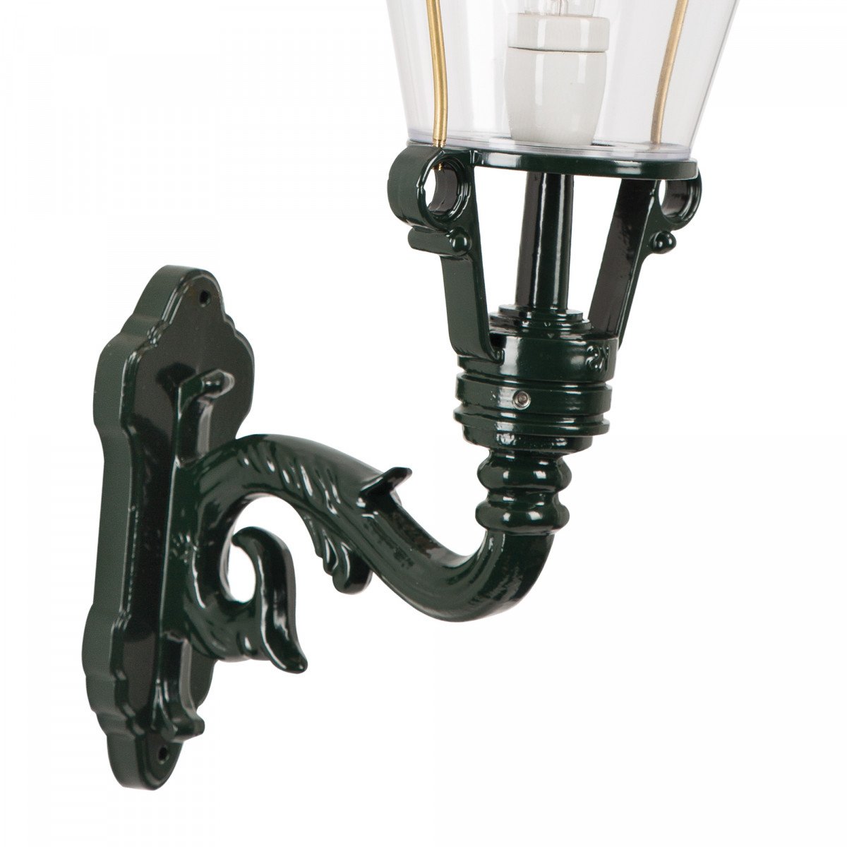 Buitenlamp Enkhuizen L met koperen deksel en groene wandarm