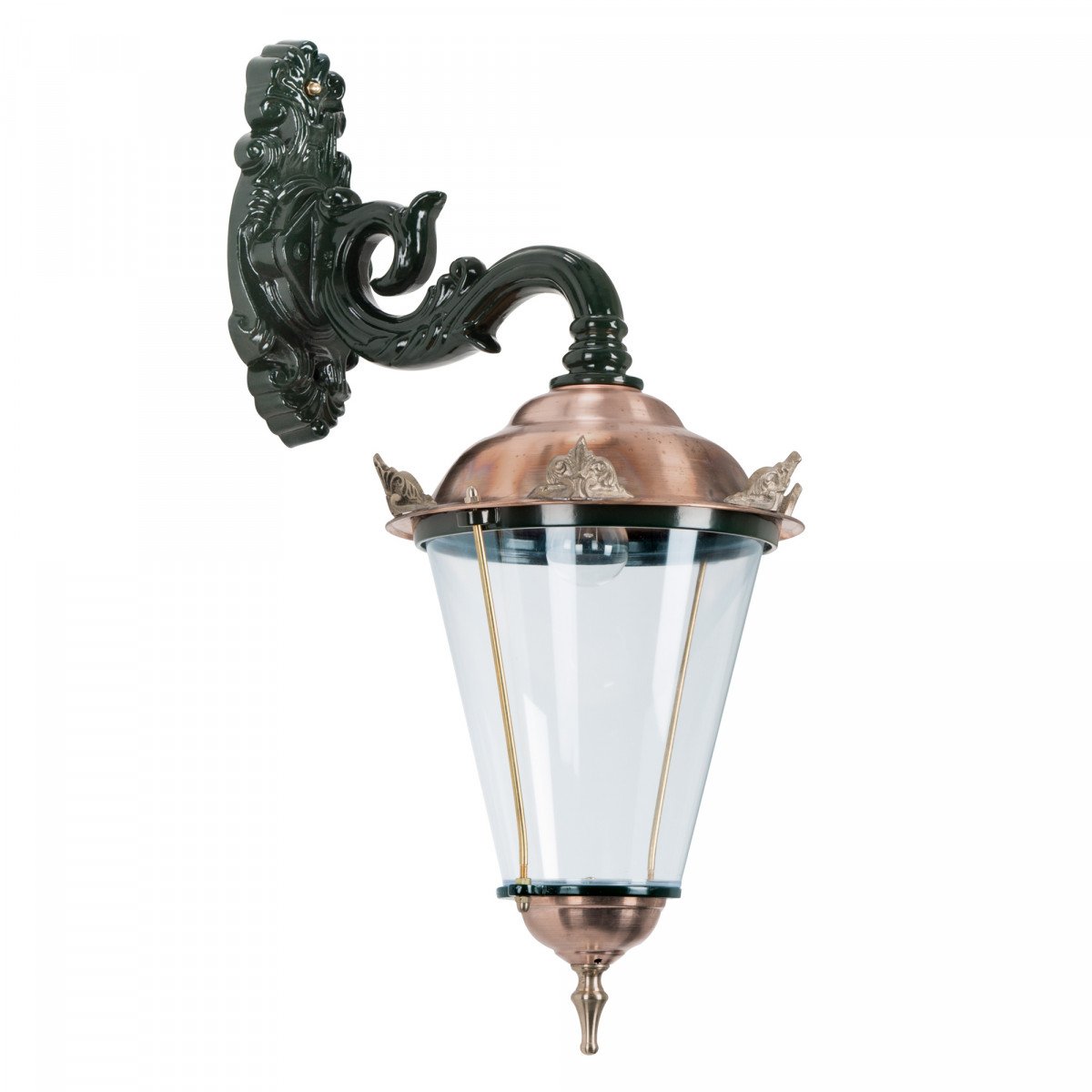 Buitenlamp Volendam hang met kroonornamenten en sierlijke wandarm