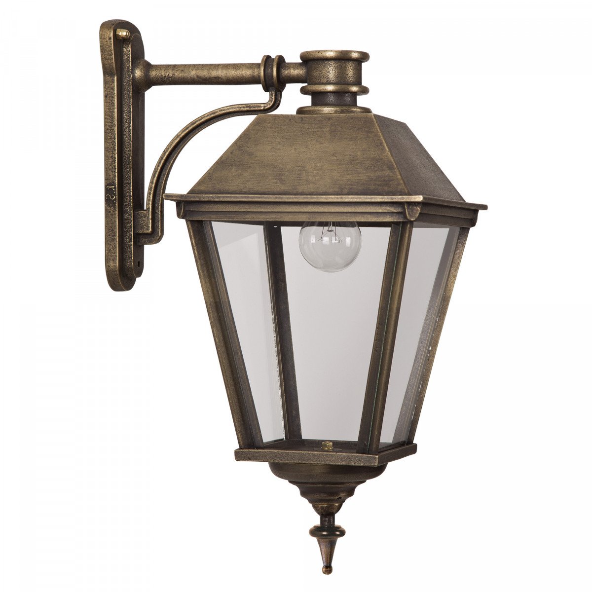 buitenverlichting, klassieke buitenlamp van KS Verlichting, massief bronzen gevellantaarn in strak klassiek landelijke stijl, exclusieve unieke KS verlichting voor aan de gevel, buitenlamp Halle M Brons