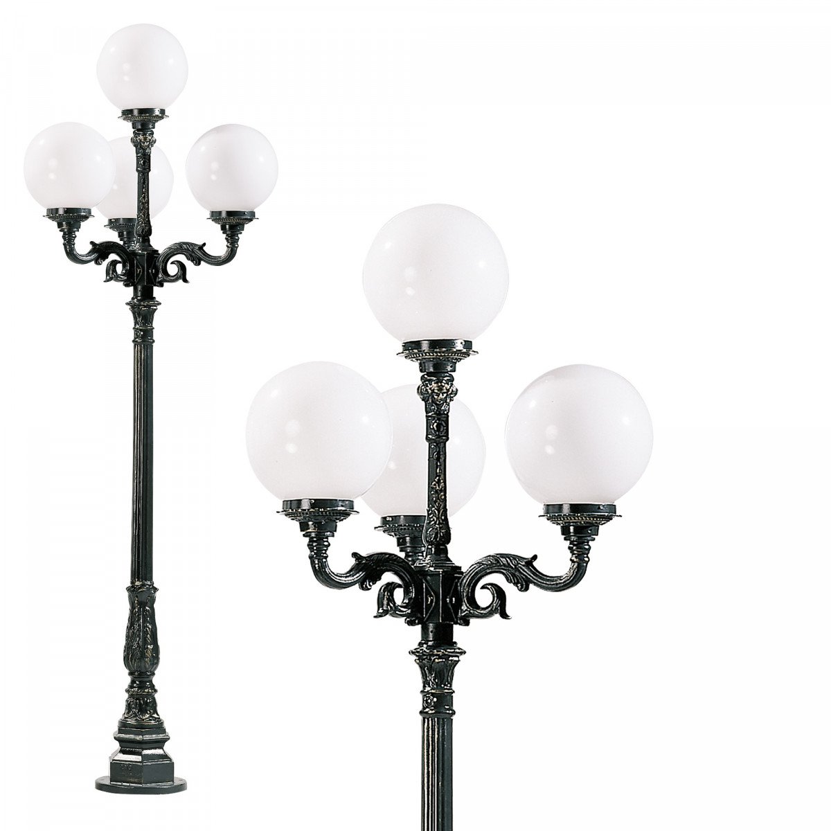 Klassieke lantaarn met meerlichtsornament en opalen bollen