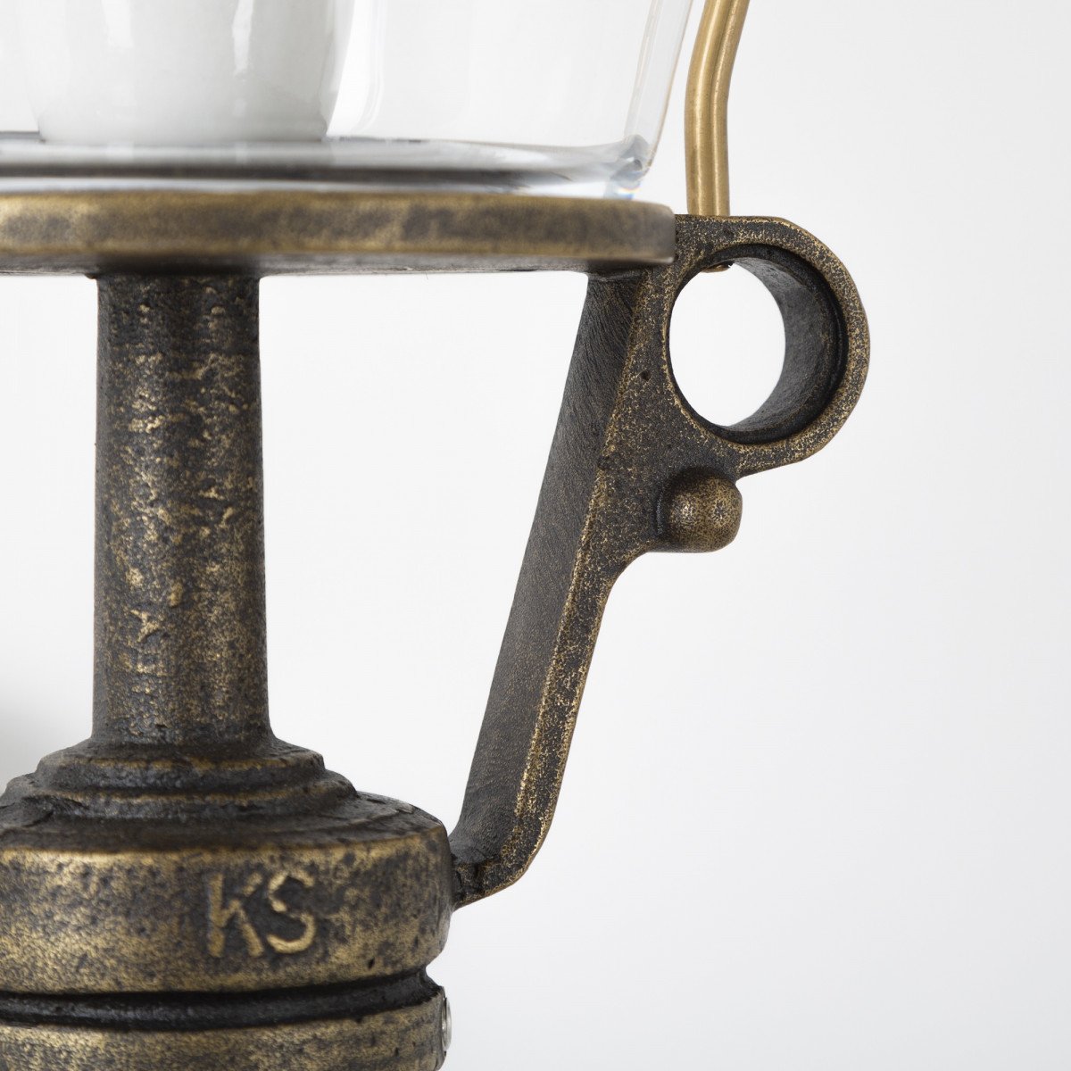 Buitenlamp Enkhuizen Brons met koperen deksel en bronzen wandarm