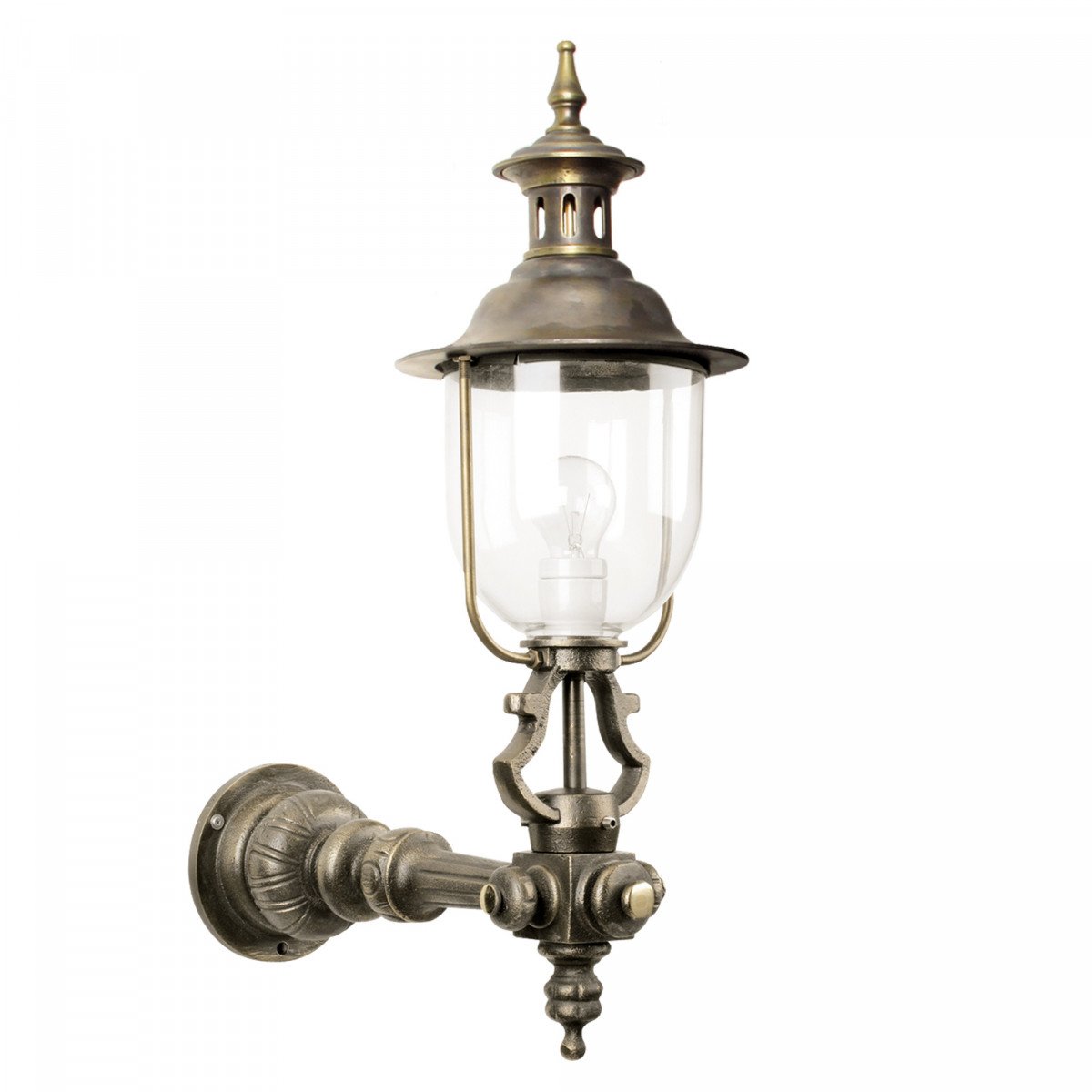 Klassieke bronzen gevellamp Friedberg XL met helder glas