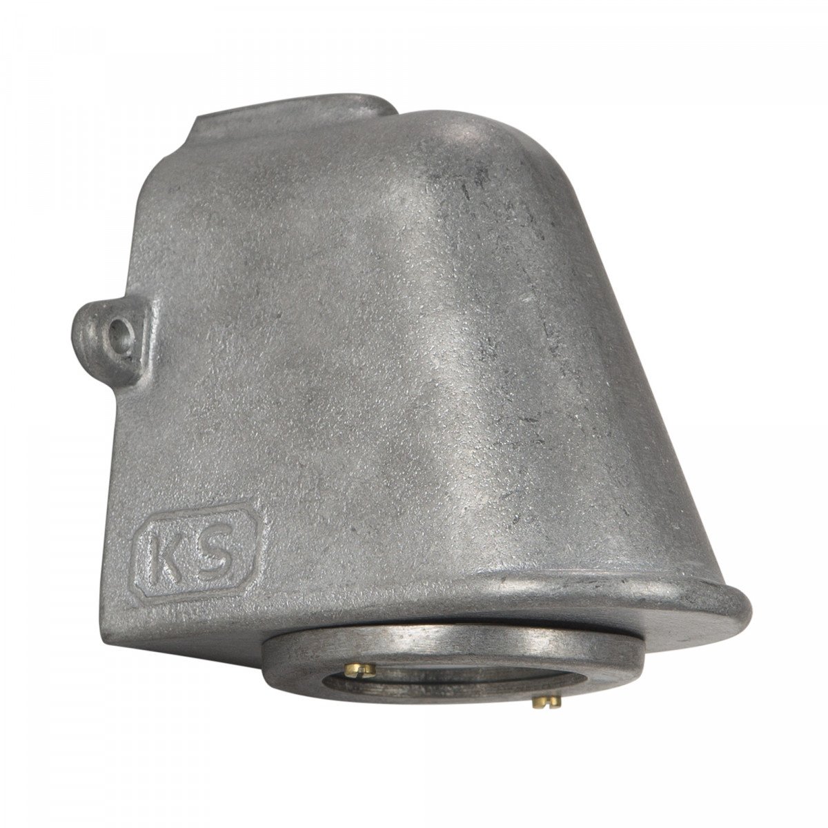 Wandlamp Offshore van ruw aluminium met GU10 fitting en glazen venster