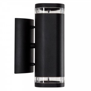 Ambient wandlamp up & down zwart aluminium, dubbelzijdige buitenlamp met GU10 fitting en helder afgeschermd lichtbeeld. 