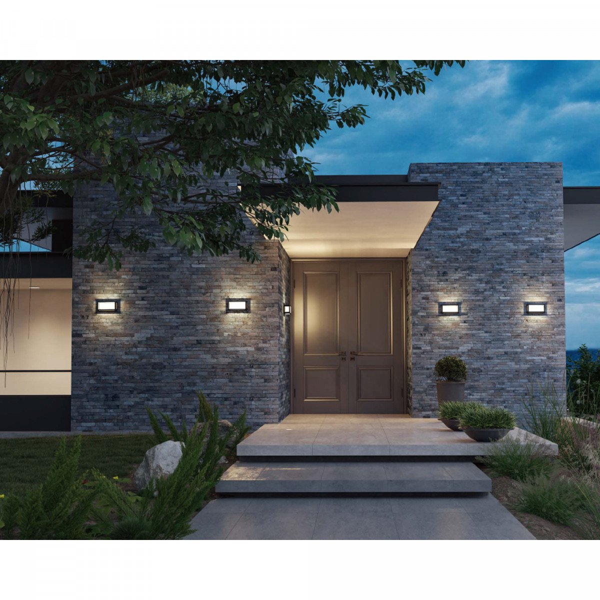 Brick muurlamp zwart aluminium, wandlamp met matte beglazing en E27 fitting voor diffuse LED-verlichting buiten.