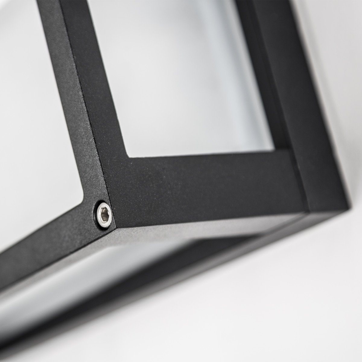 Brick muurlamp zwart aluminium, wandlamp met matte beglazing en E27 fitting voor diffuse LED-verlichting buiten.