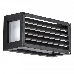 Bars wandlamp zwart aluminium, buitenlamp met lamellen, matte beglazing en E27 voor sfeervol en afgeschermd licht. Bars wandlamp zwart aluminium, buitenlamp met lamellen, matte beglazing en E27 voor sfeervol en afgeschermd licht.