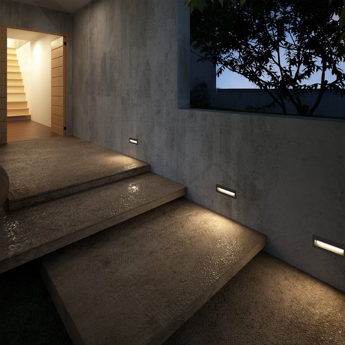 LED Slice wandinbouwspot zwart aluminium, compacte inbouw downlighter met vaste LED en warme lichtkleur.