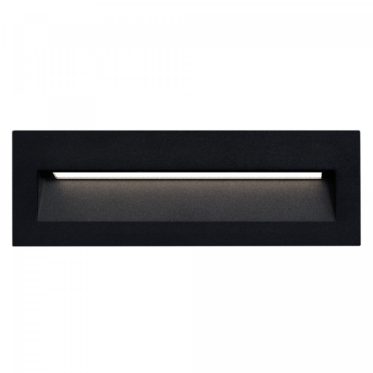 LED Slice wandinbouwspot zwart aluminium, compacte inbouw downlighter met vaste LED en warme lichtkleur.