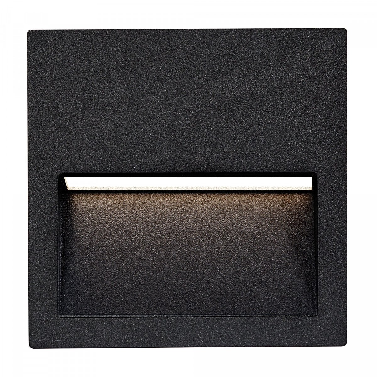 LED Section 1 wandinbouwspot zwart, vierkante aluminium downlighter met vaste LED en IP54 bescherming.