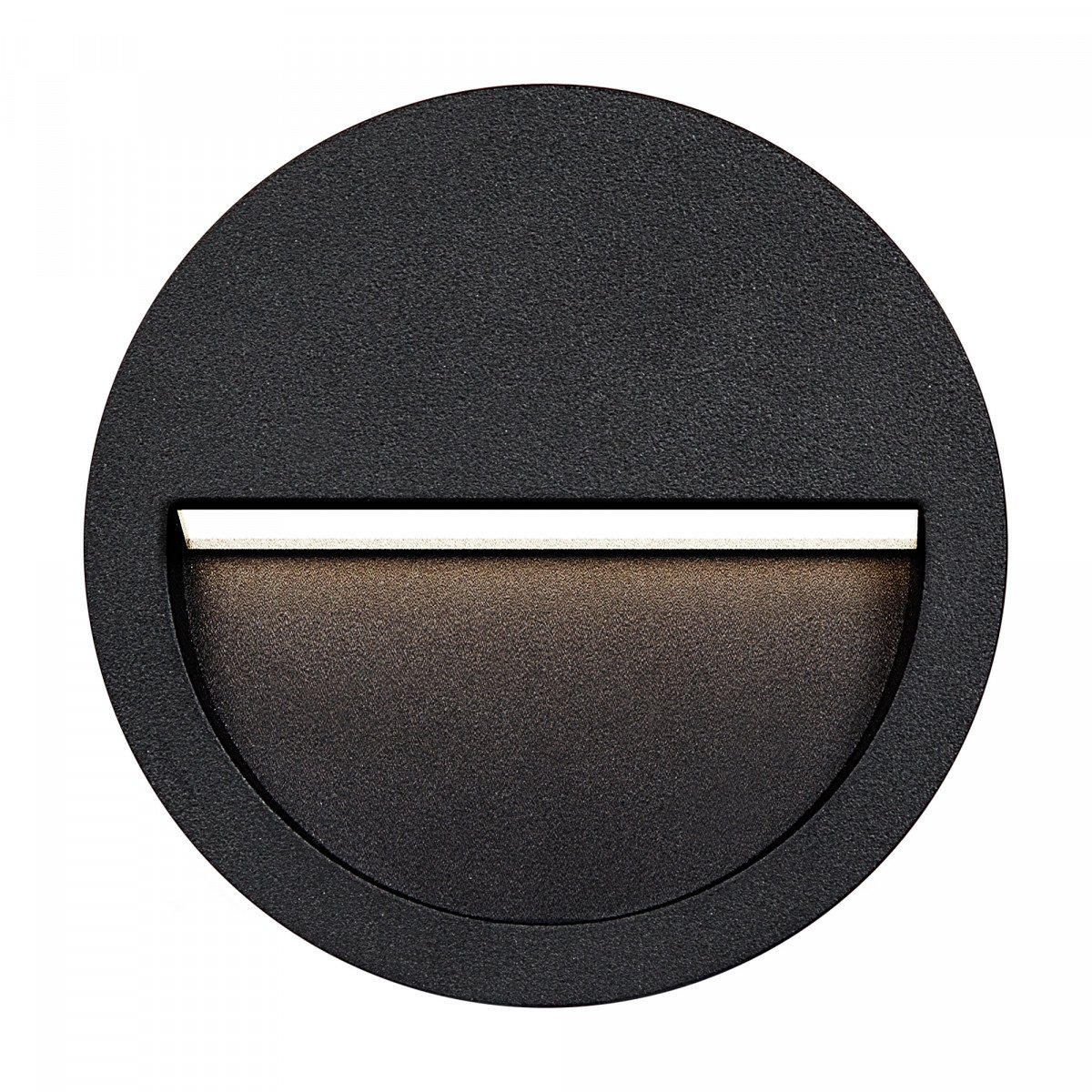 Section 2 wandinbouwspot rond, zwarte LED downlighter van aluminium met warme lichtkleur en compacte inbouwdiepte.