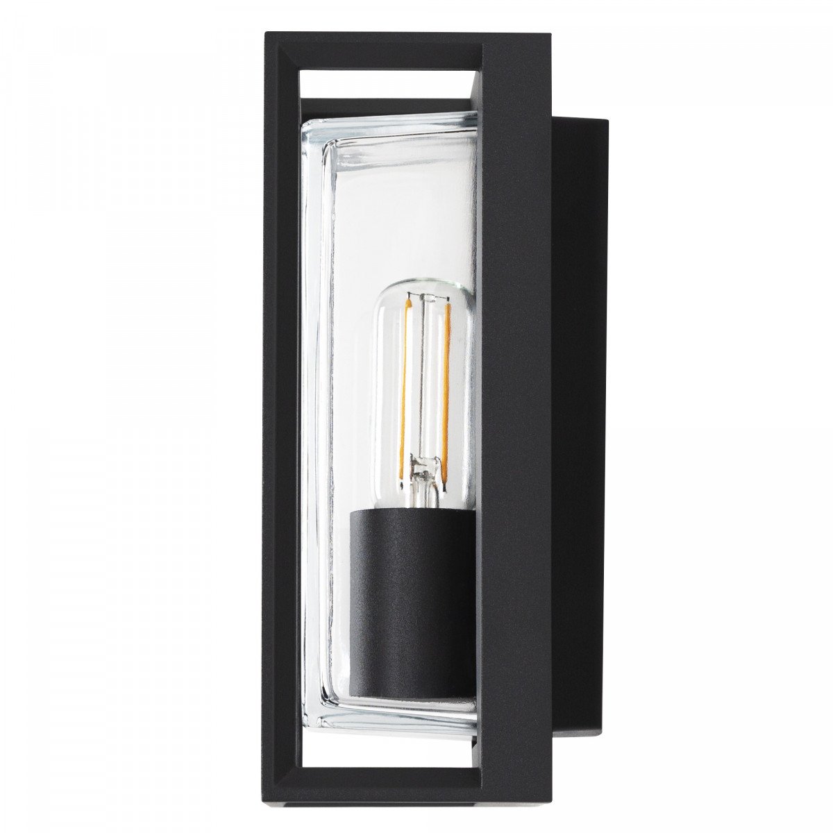 Eaton wandlamp zwart, stijlvol strak vormgegeven wandverlichting voor buiten met heldere beglazing, buitenverlichting wandverlichting modern  KS Verlichting