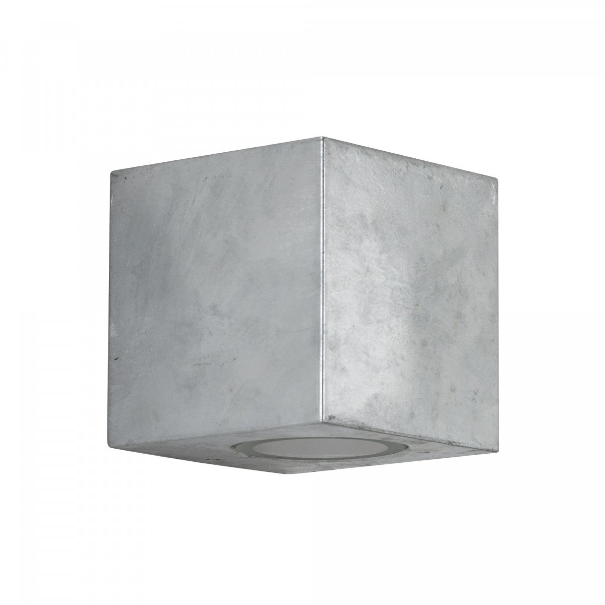 Levi wandlamp verzinkt staal, downlighter voor buiten met GU10 fitting en zilvergrijze, gegalvaniseerde afwerking.