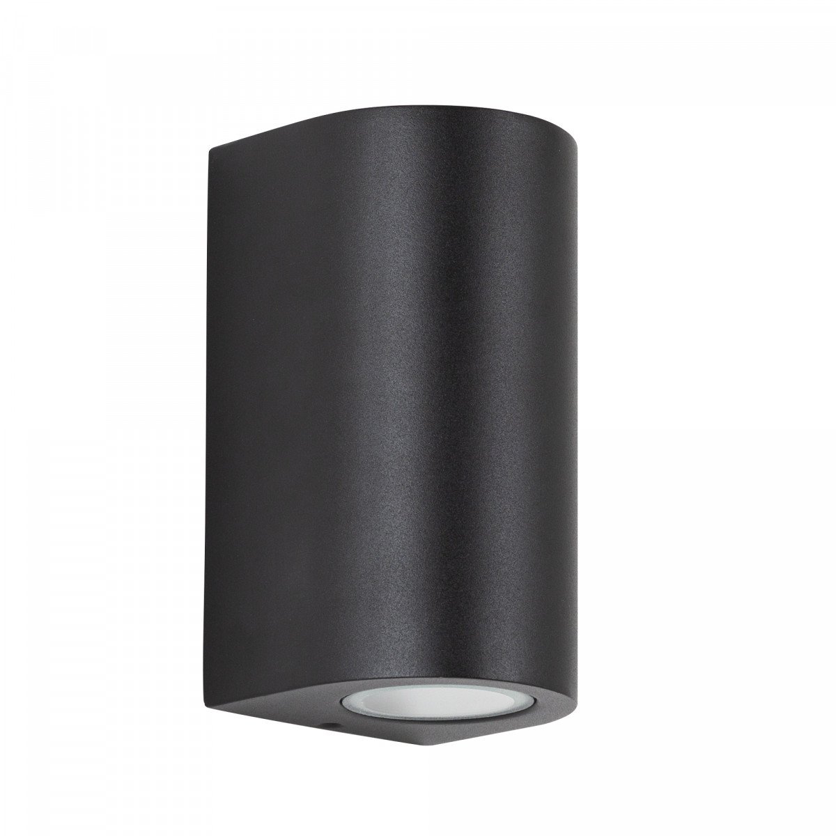 Noa wandlamp zwart RVS, moderne up- en downlighter voor buiten met dubbele GU10 fitting en matzwarte poedercoating.