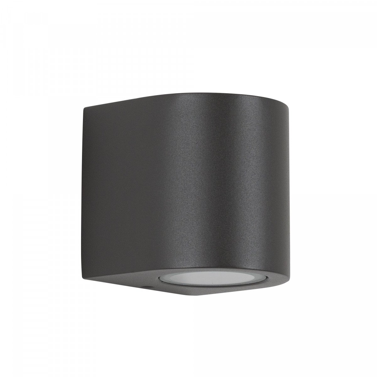Noa wandlamp antraciet RVS, ronde LED downlighter voor buiten met GU10 fitting en stijlvolle ombergrijze poedercoating.