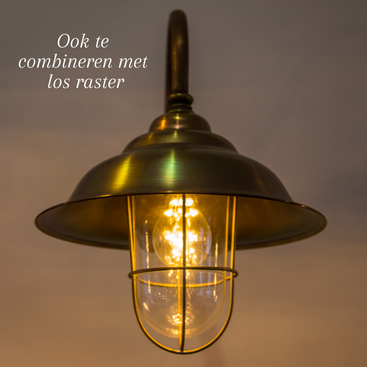 Savoye II landelijke stallamp Brons en Koper met helder stolpglas en voorwaartse lichtbundel