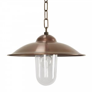 Vienna kettinglamp met koperen kap, helder stolpglas en E27 fitting – klassieke hanglamp voor overdekte buitenruimtes Vienna kettinglamp met koperen kap, helder stolpglas en E27 fitting – klassieke hanglamp voor overdekte buitenruimtes