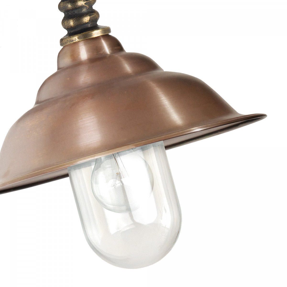 Buitenlamp Chateau 2 met bronzen wandsteun en koperen kap – klassieke wandlamp met heldere glazen stolp
