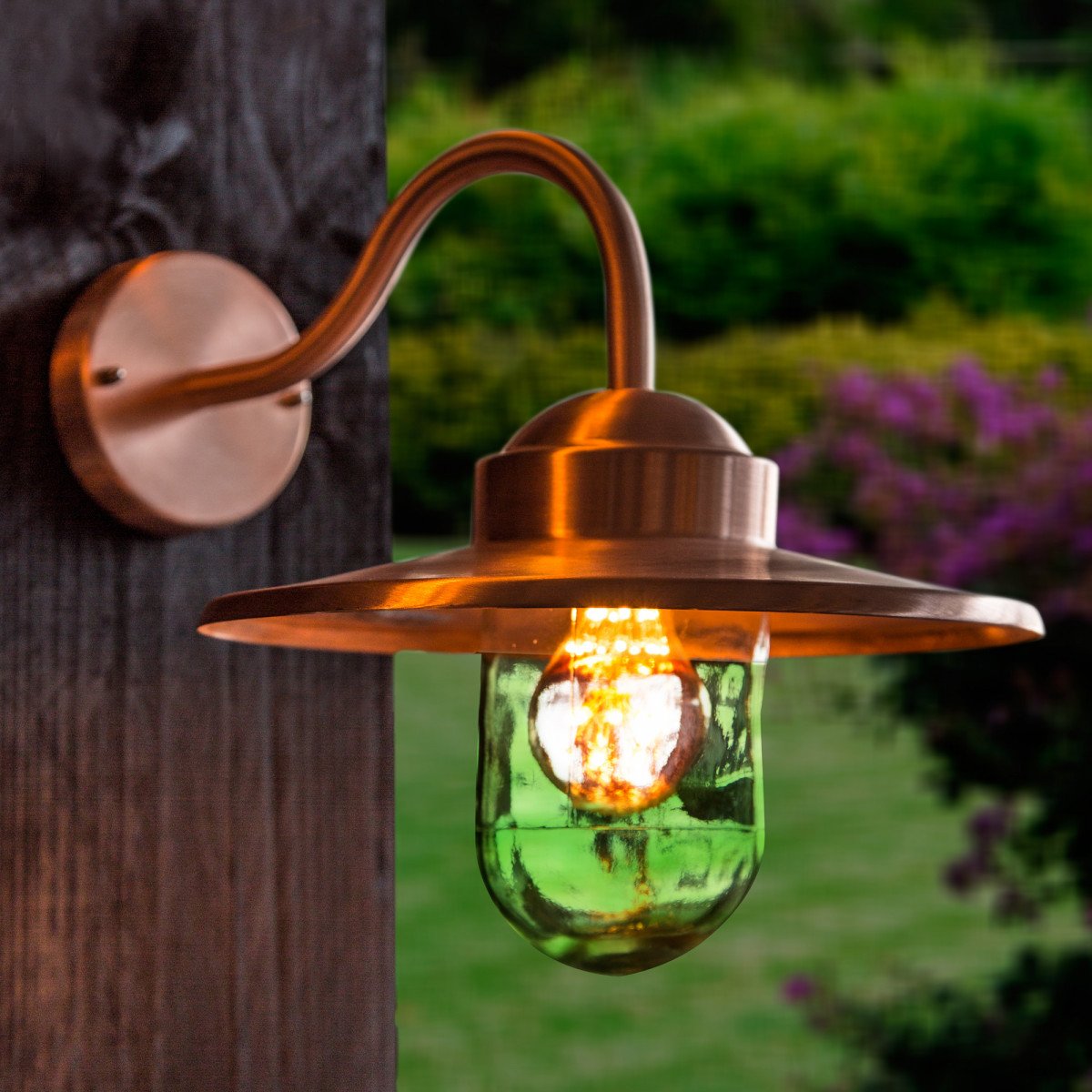 muurlamp Dolce koper, buitenlamp type stallamp met glazen stolp, koperen buitenverlichting van KS Verlichting