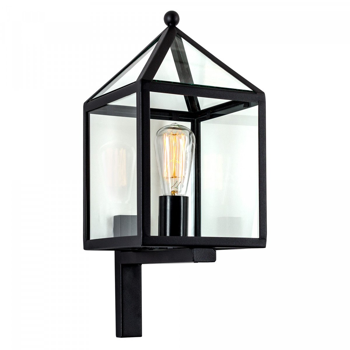 Buitenlamp huisjes model, zwart RVS frame, heldere beglazing, stijlvolle gevelverlichting,  KS kwaliteitsverlichting