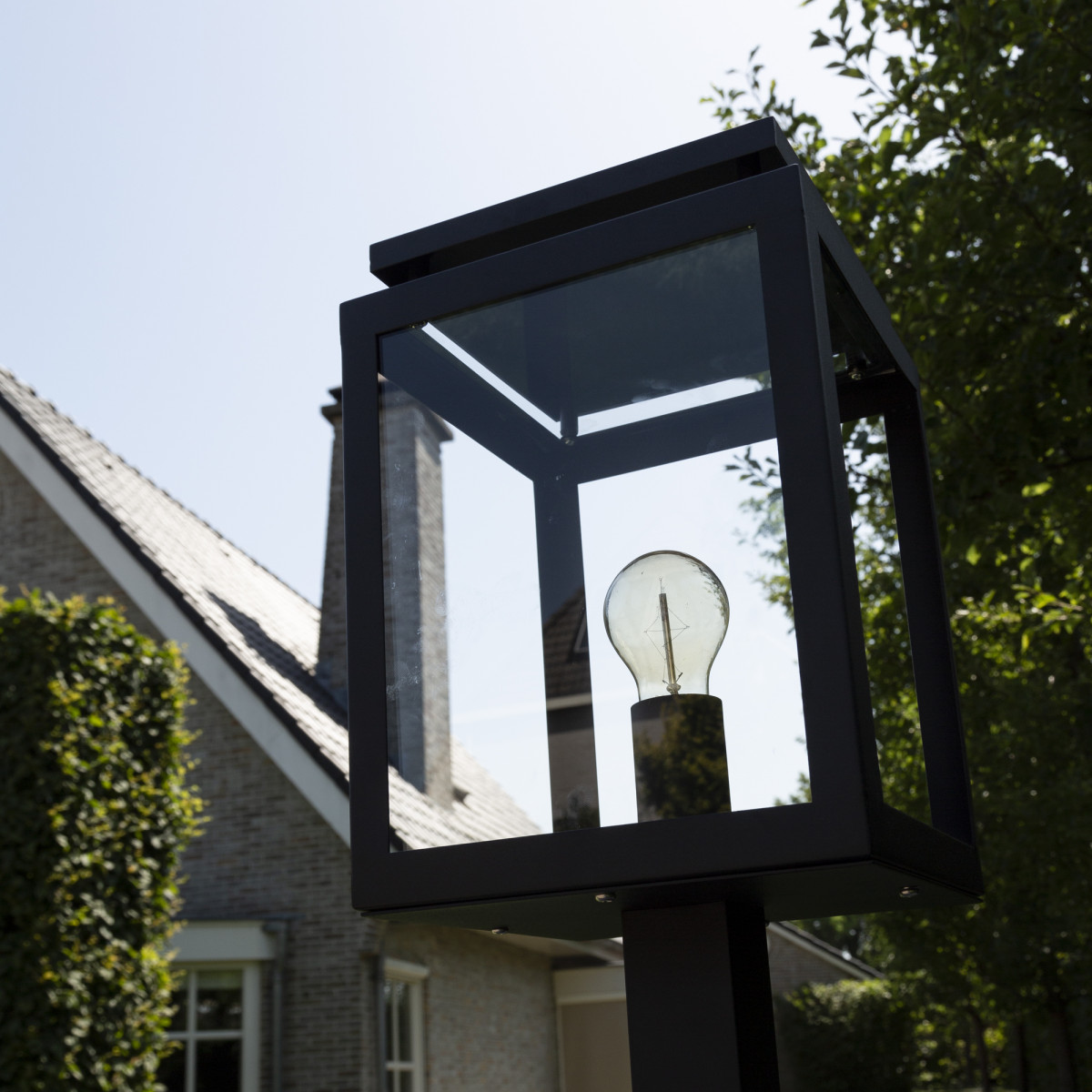 tuinlamp Vecht sokkel, strak klassieke tuinverlichting met heldere beglazing, stijlvolle klassieke buitenverlichting, tijdloos design, voor de moderne tuinen, terrasverlichting, buitenlamp voor het verlichten van een gemetselde kolom, pilaster, penant, po